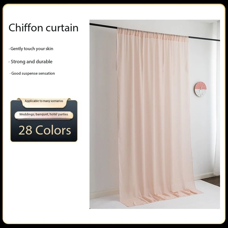 1PC 150x300cm Solid White Champagne Backdrop Chiffon Curtain Wear Tube For Wedding Ceremony Events Party Banquet Decor
