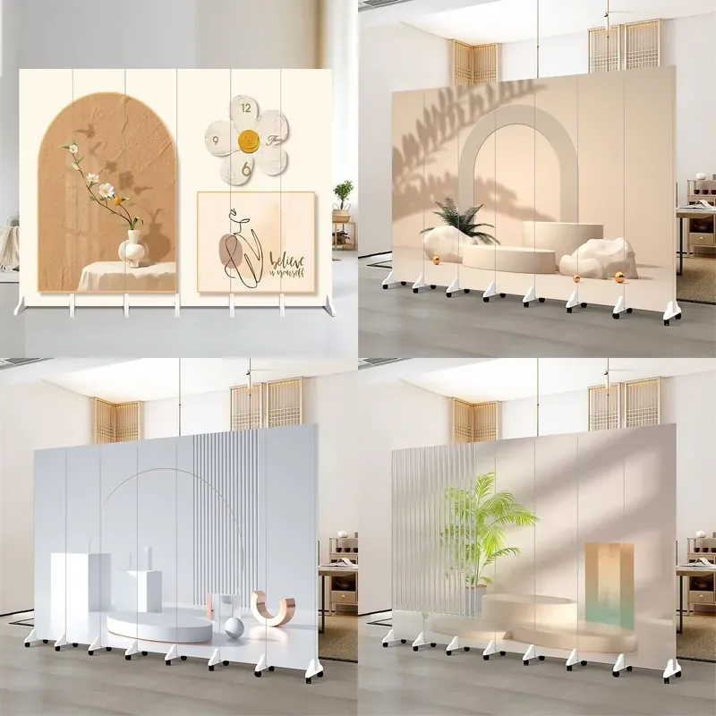 Modern Folding Room Divider Screen Simple Partition Wall for Living Room Bedroom Home Decor Live Stream Background