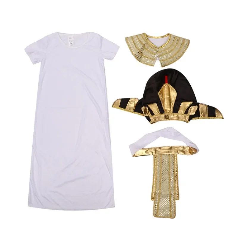 Kids Egyptian Pharaoh King Costume Ethnic Theme Role Play Dress Up Formal Gown view 5