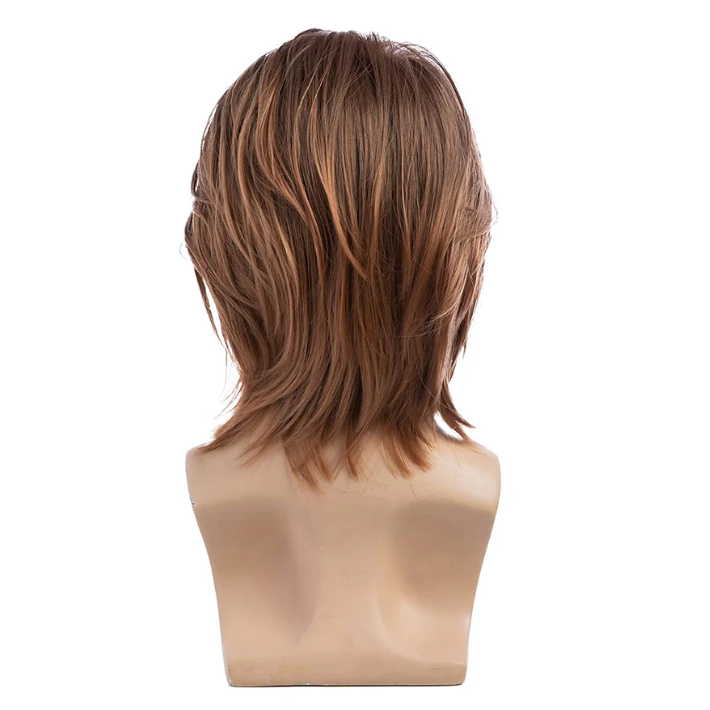 HAIRJOY Men Brown Wig Short   Straight Synthetic Hair Halloween Cosplay Costume Party  Wigs