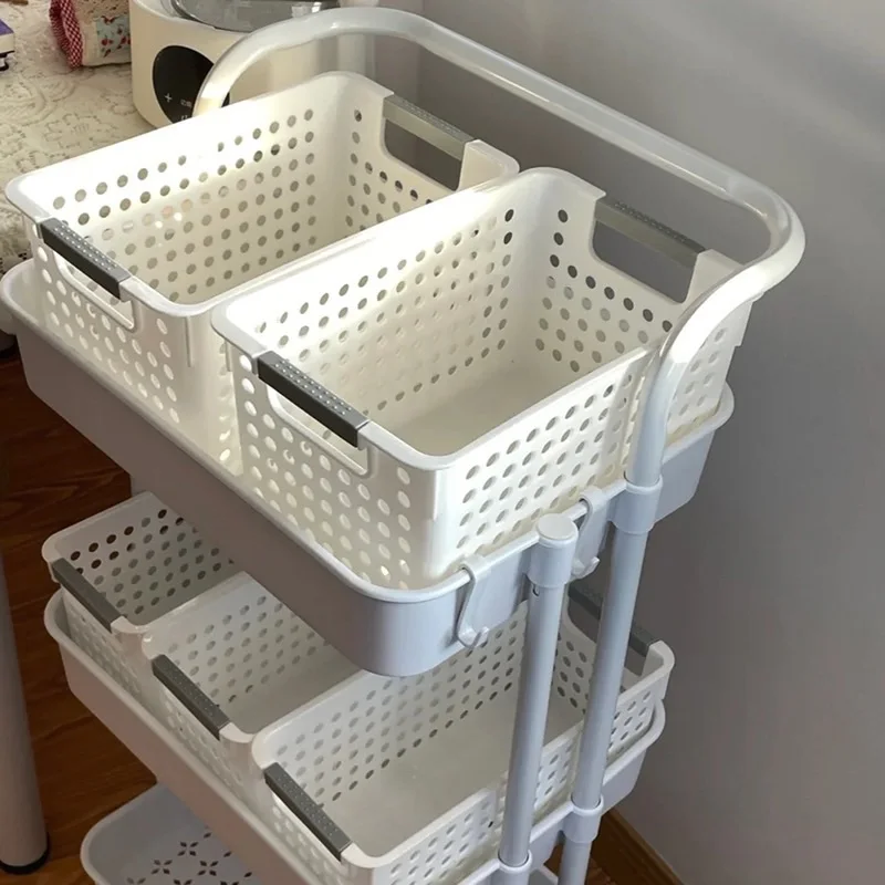 

Custom Small Cart Storage Rack Kitchen Floor Multi-layer Bathroom Toilet Mobile Bedroom Snack Storage Rack