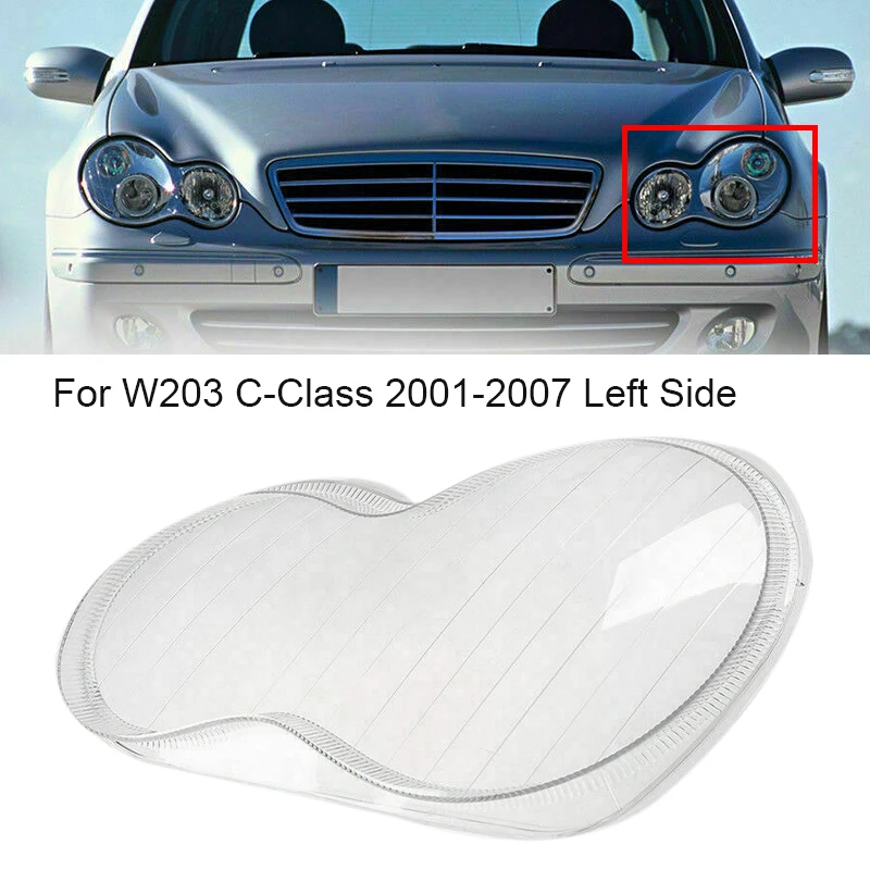 AU04 -Car Front Left Headlight Clear Lens Lampshade Shell Cover for Mercedes Benz 2001-2007 W203 C-Class C180 200 230 260 280