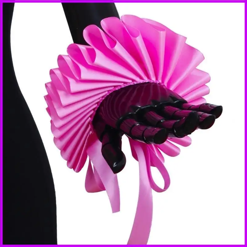 Elegante Victoriaanse roze kleur gegolfde nek valse kraag en polsmanchetten voor Elizabethaanse jurken Clown Choker