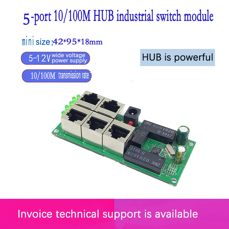 

Fast switch mini 5 port ethernet switch 10 / 100mbps rj45 network switch hub pcb module board for system integration module