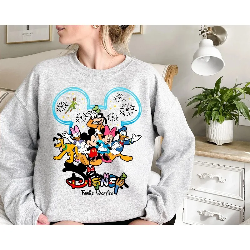 سويت شيرت ديزني للعطلات العائلية، مجموعة ميكي ميني المطابقة للعائلة لرحلة ديزني 2025، ملابس سفر ديزني وورلد