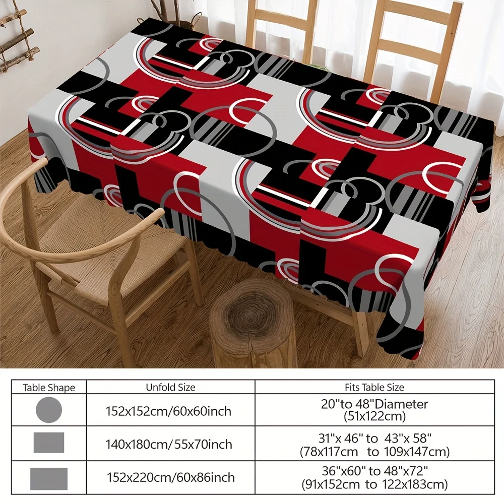 One round rectangular tablecloth, abstract geometric pattern tablecloth, modern minimalist style pattern