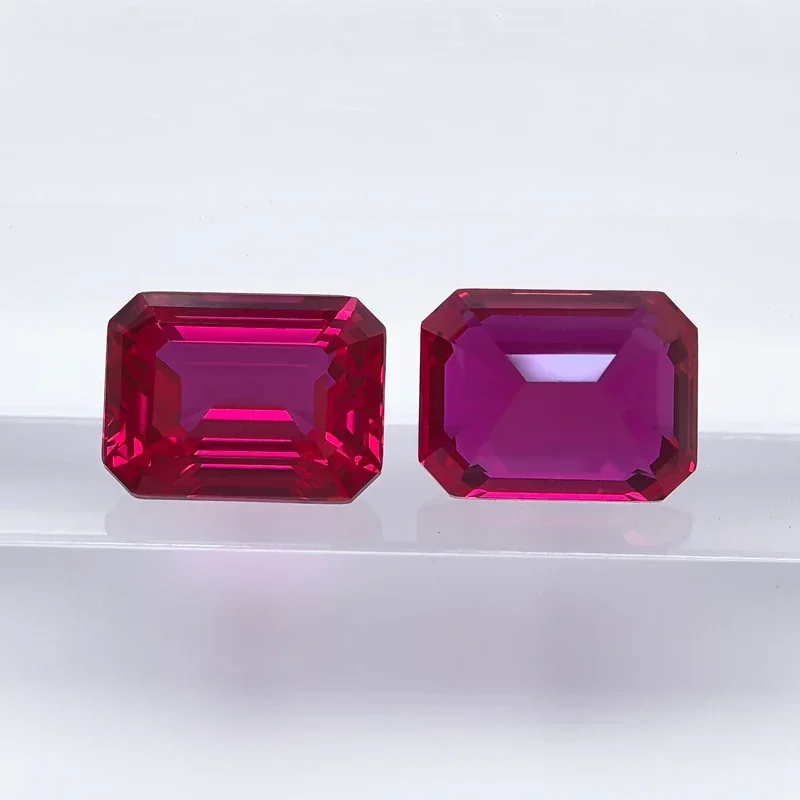 

L-Lab Grown Ruby Rubellite Color Emerald Cut Extremely Shiny Charms Jewelry Setting&Custom Design Selectable AGL Certificate
