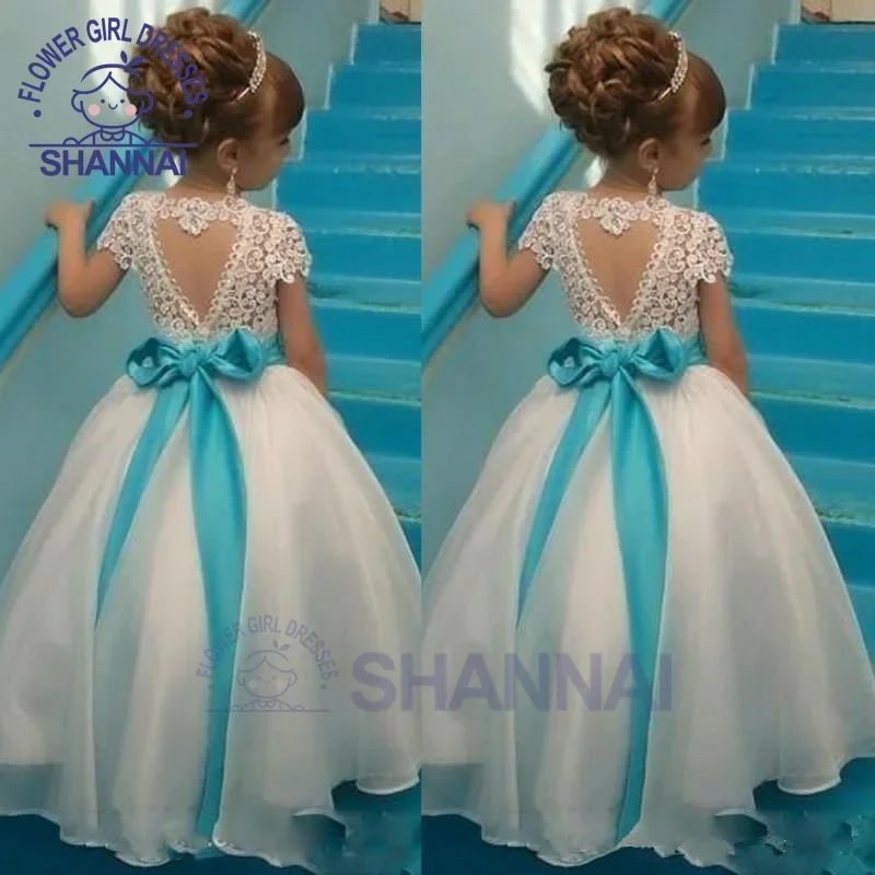 Vestidos de flores para niña, vestidos de encaje con cuello redondo, línea A, longitud hasta el suelo, boda, dama de honor, graduación, noche, Princesa, vestido de desfile para niñas 1-14