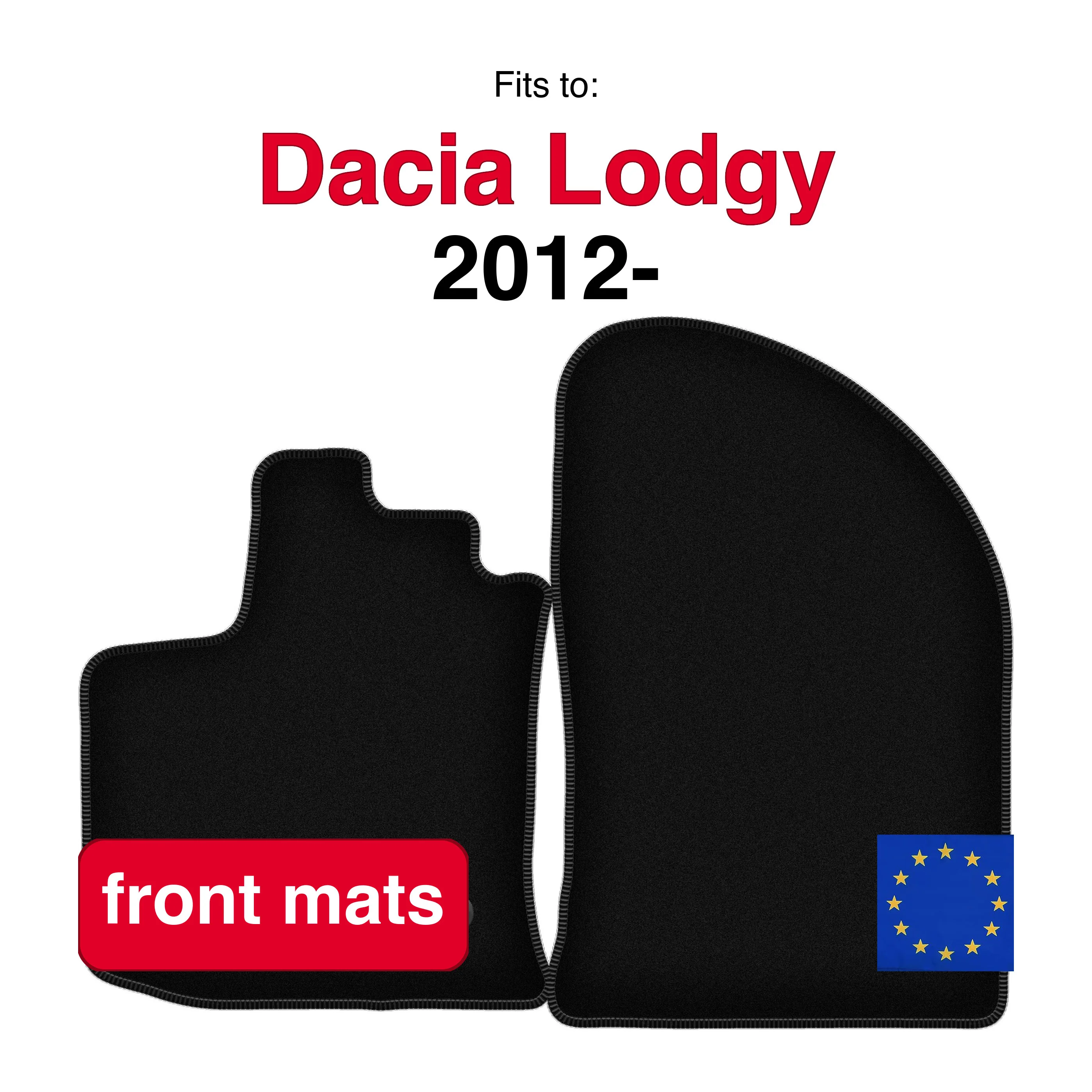 Veleur Rugs Front Voor Dacia Lodgy 7 Personen (2012-) - Zwart (2 STUKS) Auto Vloermatten Set