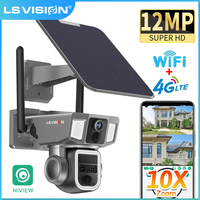 LS VISION 12MP Dual Screen 2in1 4G Solar Security Camera Outdoor PTZ WIFI Camera 3Lens 10XZoom Dual PIR Human Detection CCTV Cam