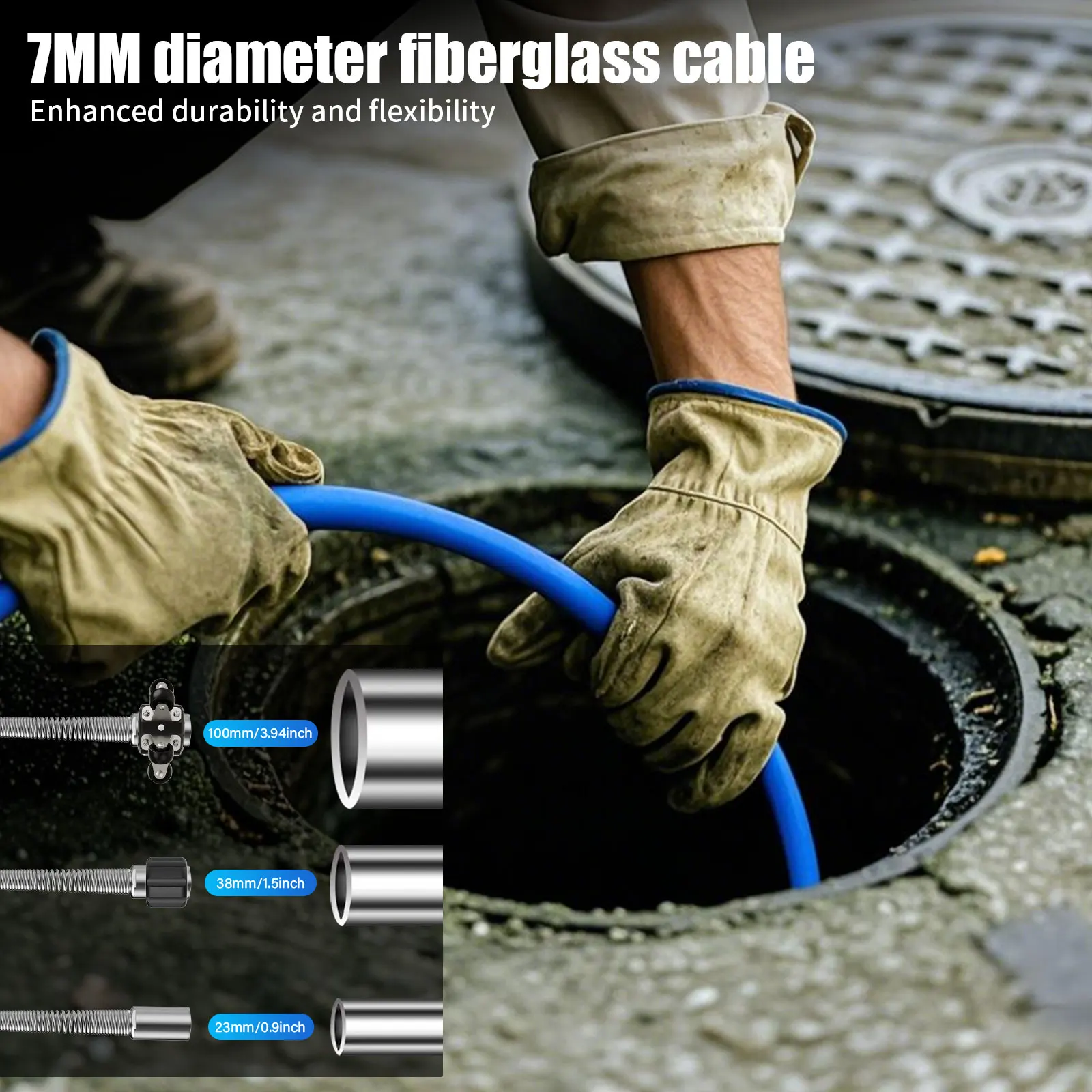 Caméra d'inspection de tuyaux d'égout 10 pouces, localisateur AHD 1080P 512Hz, câble en fibre de verre 30-100M, auto-nivelant automatique, carte DVR 32G TF