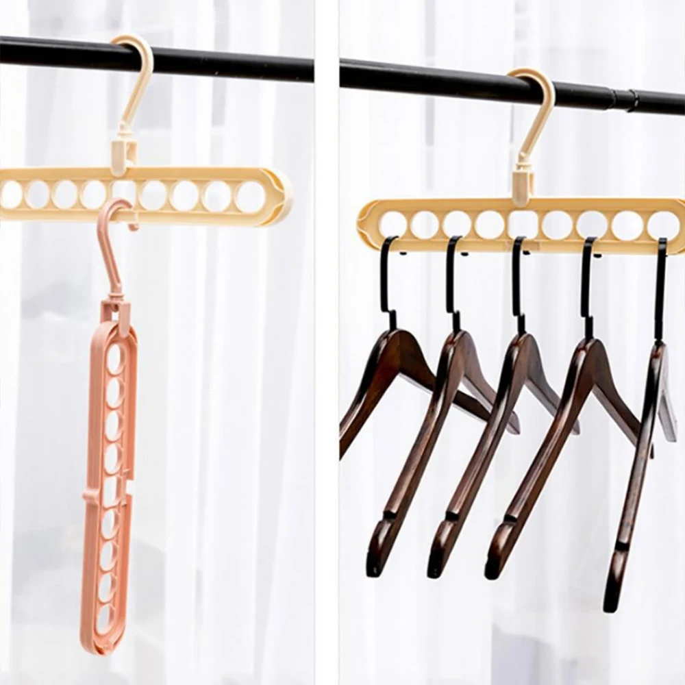 Magic Multi Port Drying Hanger Multi functional Plastic Drying Hanger Storage Rack 9-hole Rotating Space Saving Hanger Wardrobe