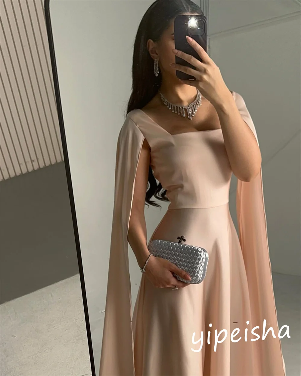 Vestido de baile de Arabia Saudita, cintas de gasa para fiesta de cóctel, línea A, cuello de barco, vestido de ocasión a medida, vestidos Midi