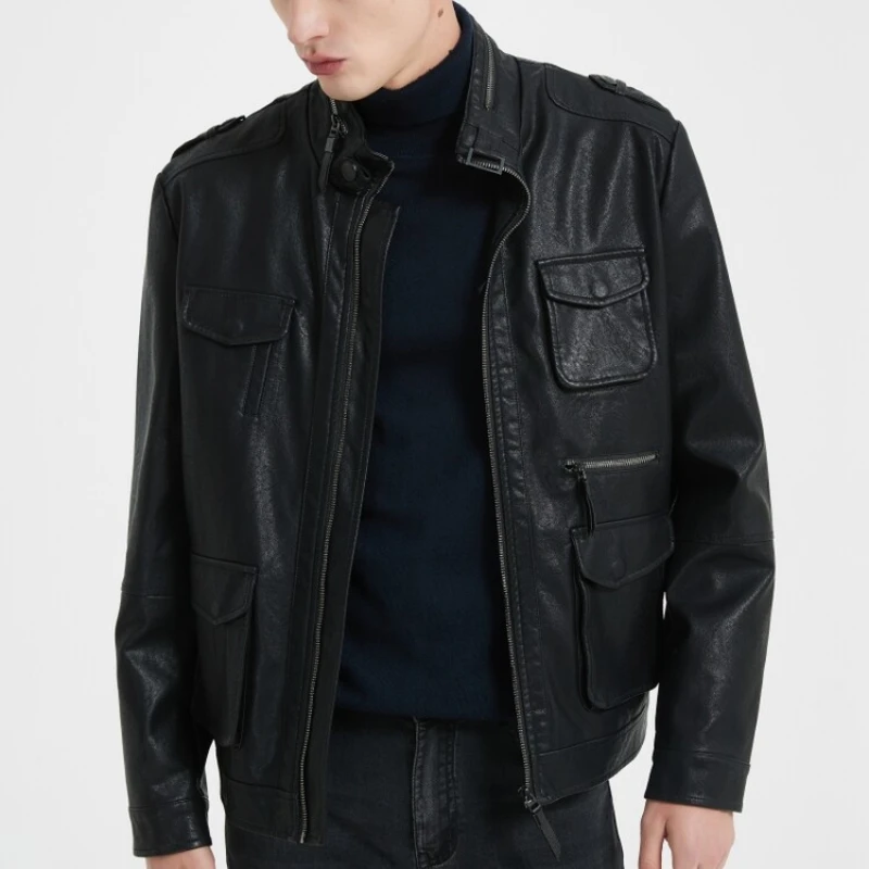 

Men's PU Leather Jacket, Fashion City Imitation Leather, Business Leisure Business, Motorcycle Jacket M-4XL Handsome