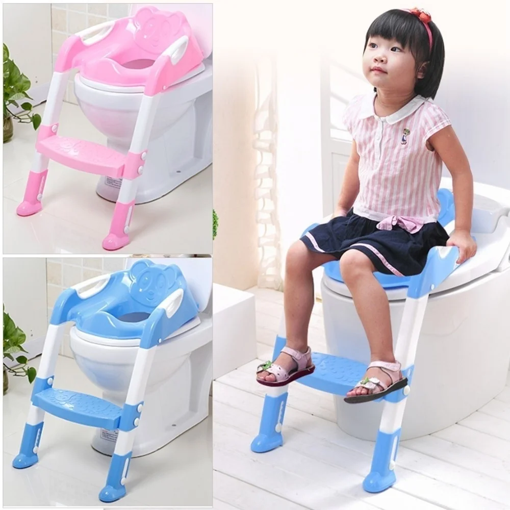 

Toddler Baby Kids Child Potty Training Toilet Ladder Seat Steps Folding Chair Save Space