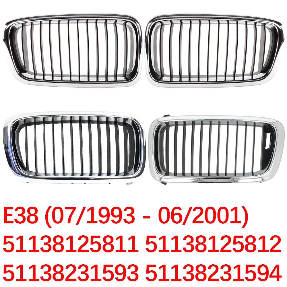 For BMW 7 Series E38 1994-2001 728 735i 730i 740i chrome black original car Double kidney grille Front bumper grill 51138231593