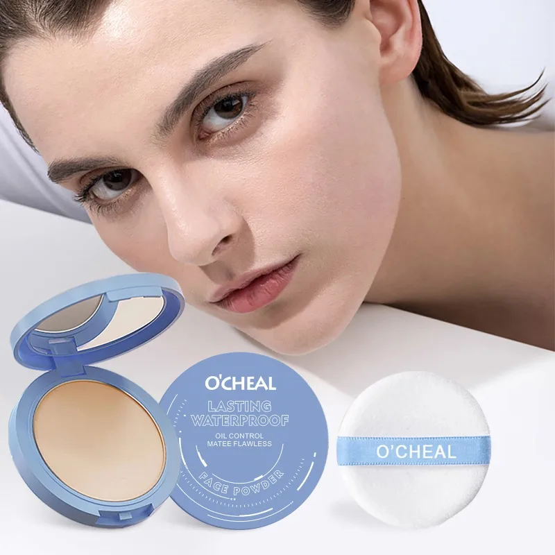 Corretivo em pó compacto, multicolorido, secagem natural, controle de óleo, longa duração, à prova d'água, maquiagem de cobertura total