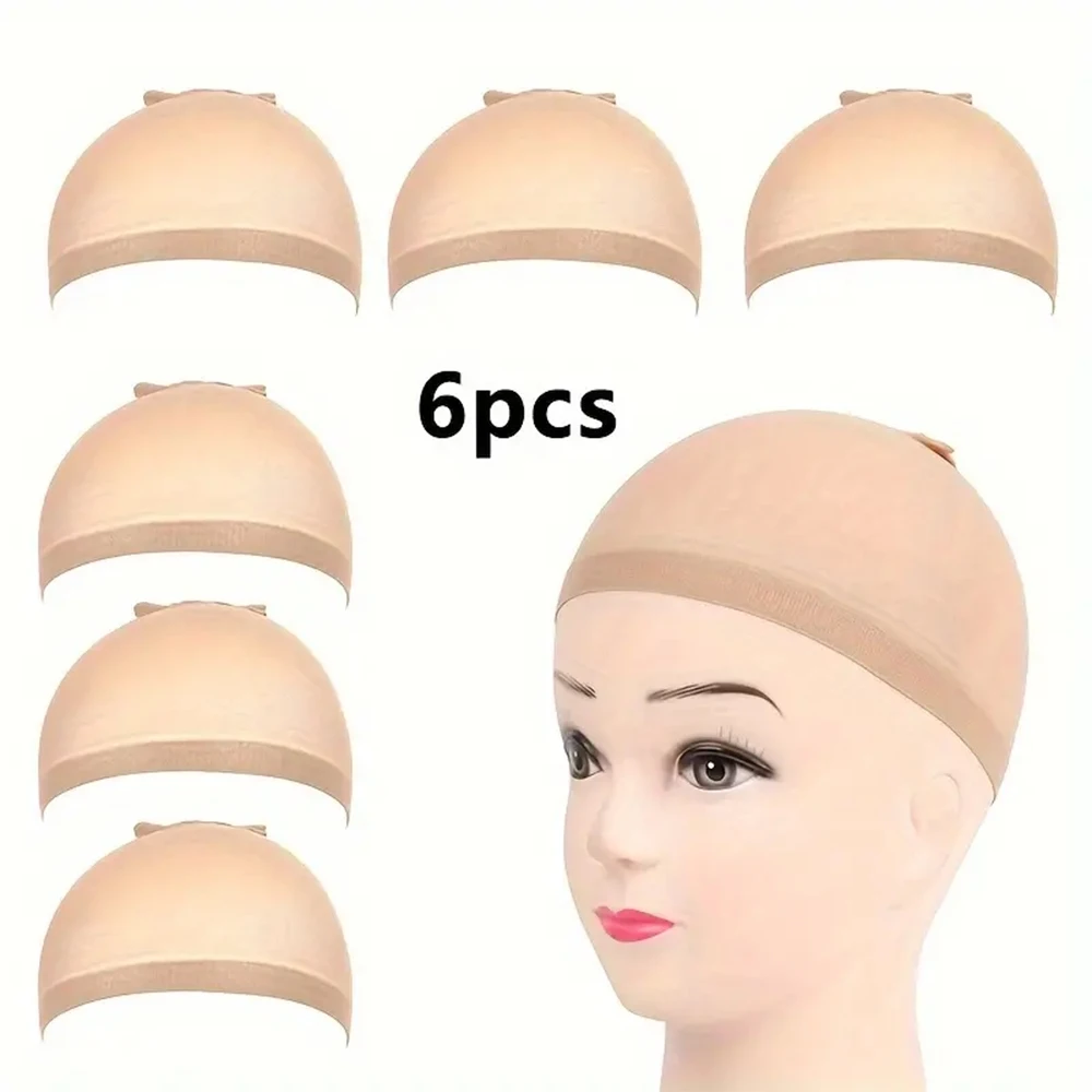 

6PC/3Pack Stocking Stretchy Nylon Nude Wig Caps Elastic Breathable Liner Weaving Cap for All Hair Types Hair salon wig accessory