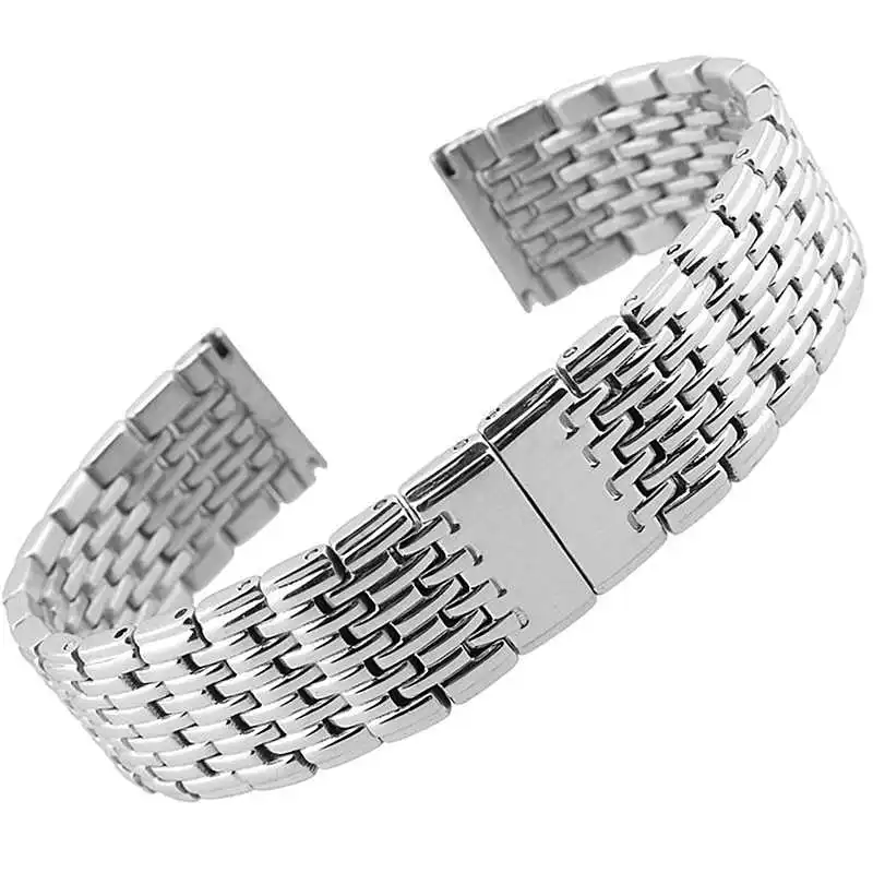 316L Stainless Steel 18mm 20mm 22mm Universal Straight End Bead of Rice Silver Gold Watch Strap Bracelet Band