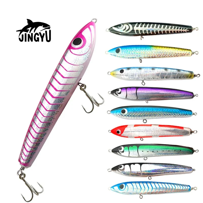 

JINGYU 2PCS Floating Pencil Wooden Lures Bump Water Type Sea Fishing Wooden Lures 90/120/140g Color Optional Tunny Abyssal Sea