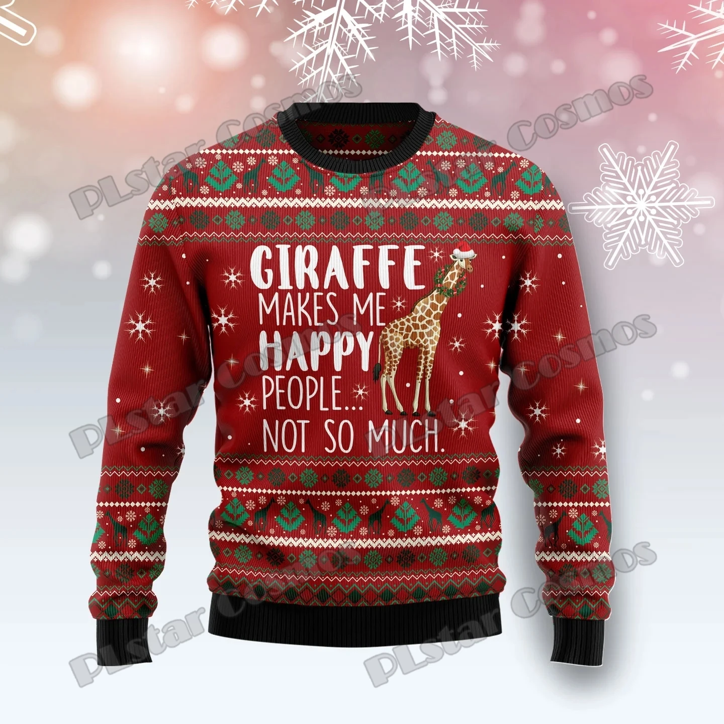 PLstar Cosmos Giraffe Makes Me Happy 3D Printed Fashion Mens Ugly Christmas Sweater Winter Unisex Casual Knitwear Pullover MYY37