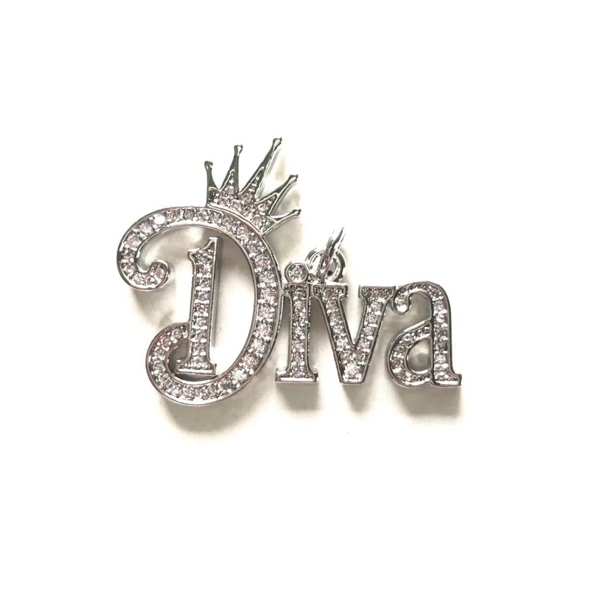 5pcs Crown DIVA Word Charms for Jewelry Making Gold-Plated Zirconia Pave Letters Pendant Women Bracelet Necklace Bangle Findings