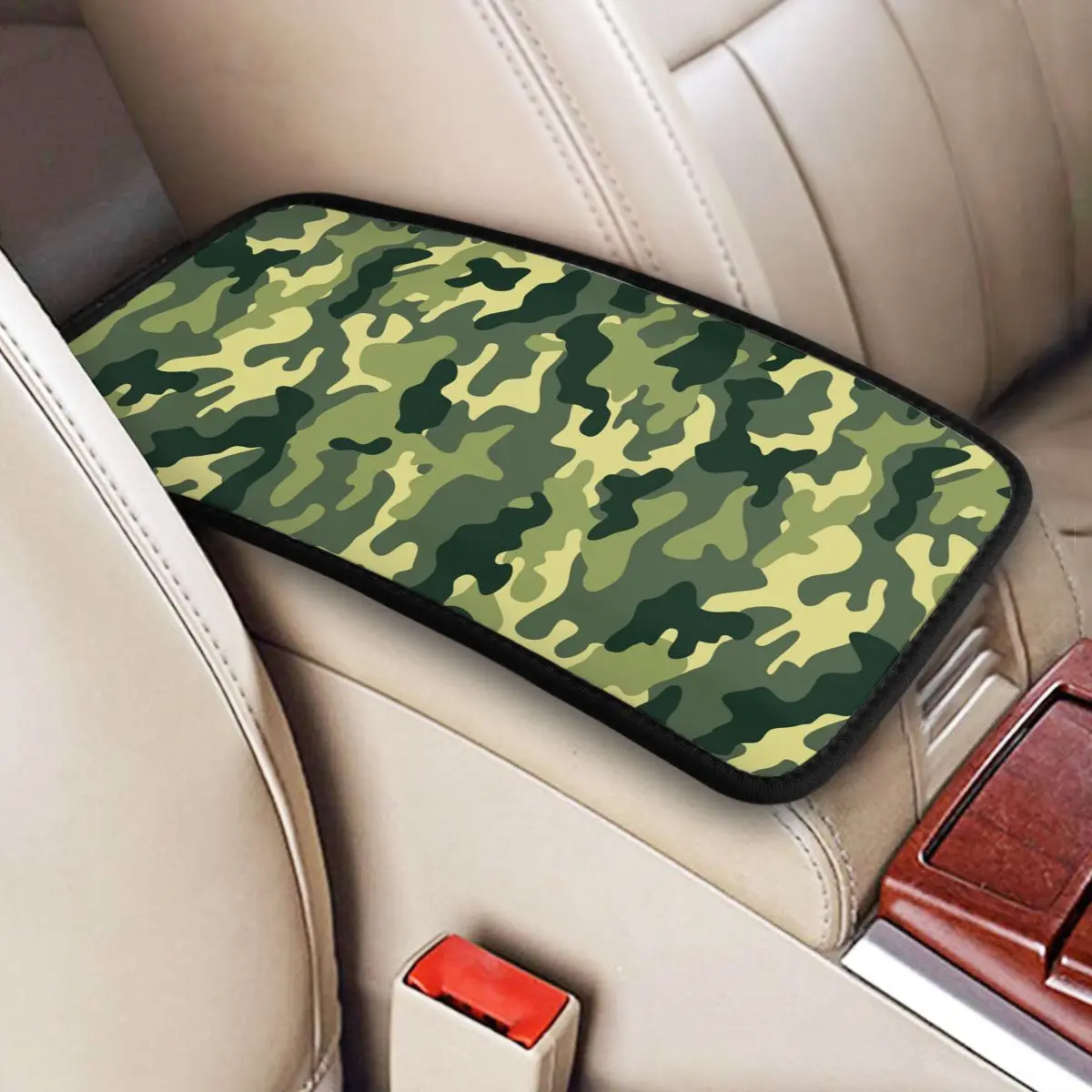 32x19cm Universal Car Armrest Cover Mat Leather Polish Camouflage Grom Camo Center Console Cover Pad Interior Accessories