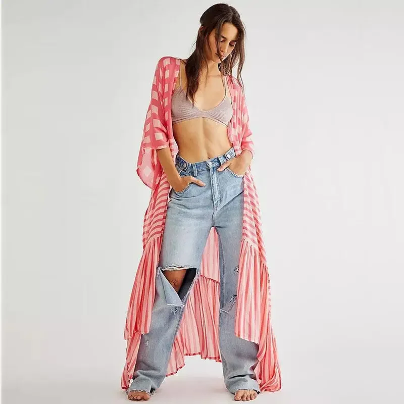 

Beach Cover Ups for Swimwear Women Black Tie Dye Kimono Swimsuit Cape Summer Dress 20225 Beachwear Outfits Sales