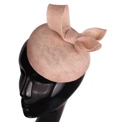 High Quality Linen Cute Gril Fascinators Loop Headwear Female Pillbox Hats Vintage Style For Deby Event Race Wedding Hats SYF209