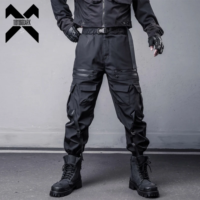 

2025 New Streetwear Joggers Pants Men's Multi-Pockets Tactical Cargo Pant Black Utility Work Elastic Waist Casual Trousers