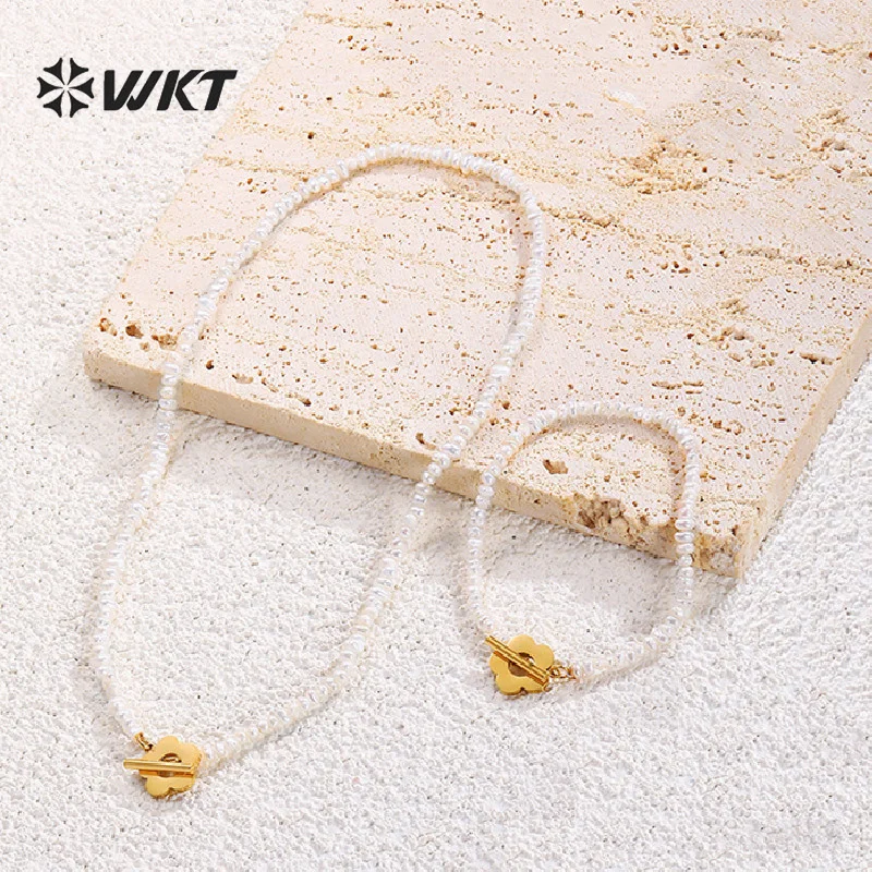 

WT-MPB050 WKT Baroque Pearl Necklace Female Spring Summer New Stainless Steel Bracelet Geometric OT Buckle