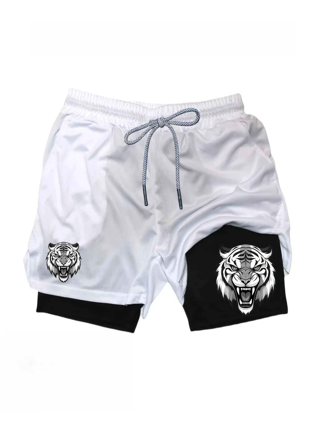 

2026 summer new multifunctional men's sports shorts 2-in-1 quick drying running shorts fitness double-layer men's shorts