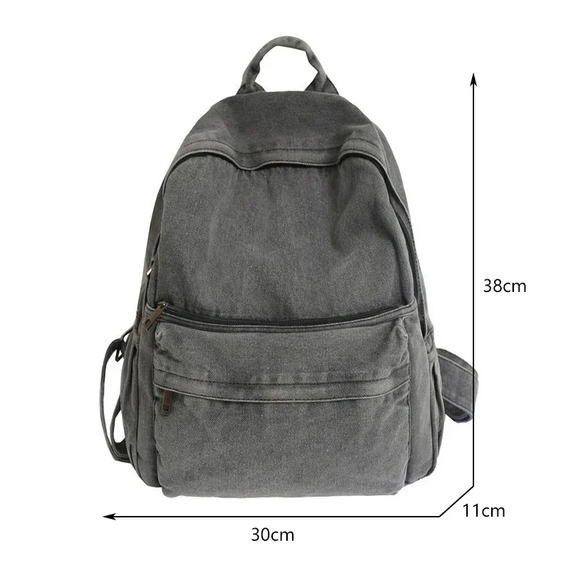 Denim-Style Canvas Backpack in Washed Gray Amazon.com: Fashion Denim Backpack Women Men - Trendy  main image 3