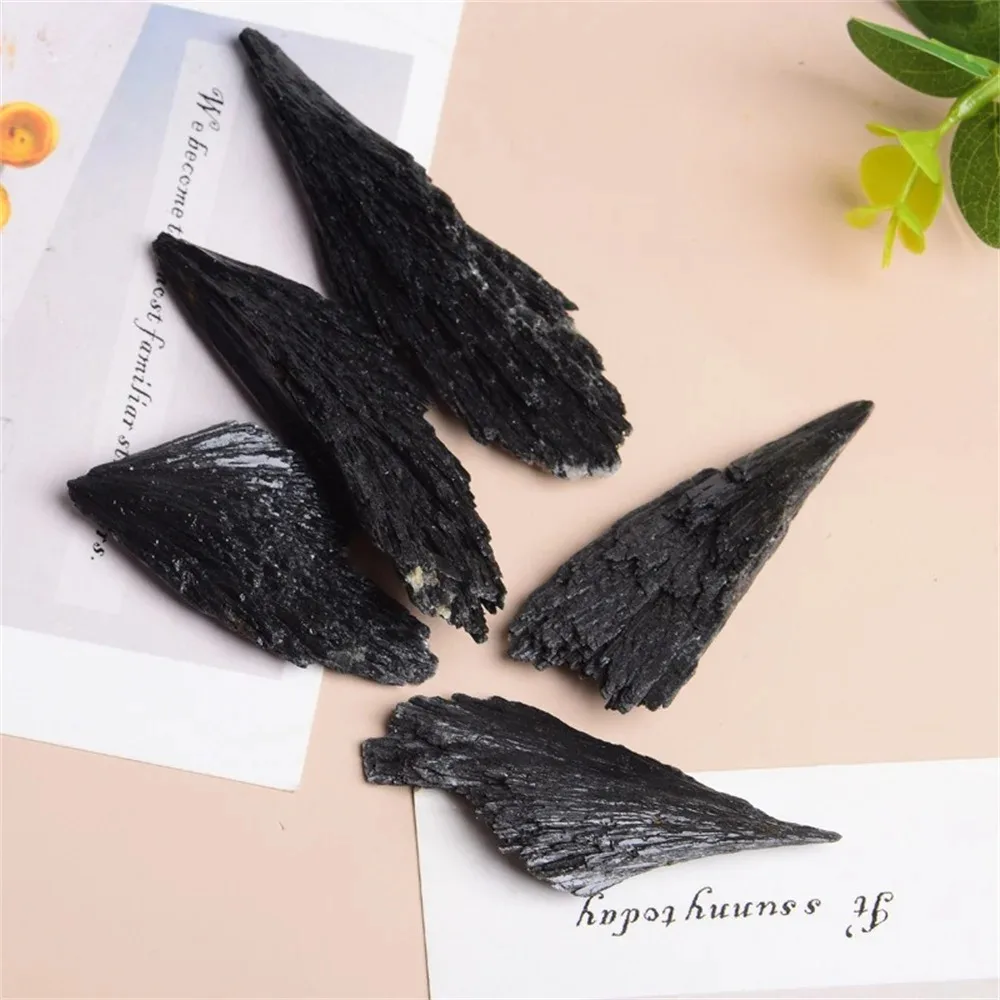 Wholesale natural black tourmaline fan raw stone mineral specimen stone black raw ore tourmaline feather