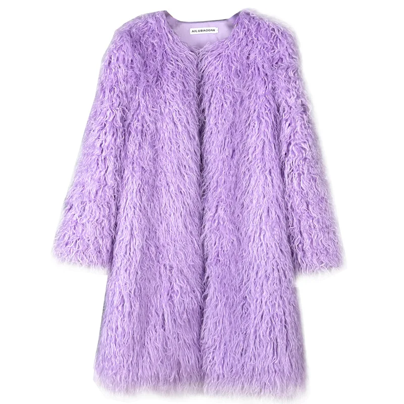 Cappotto lungo invernale ecologico 2025 da donna in pelliccia sciolta Jaet intermato in lana e pelle Capispalla Ele Lady Sle