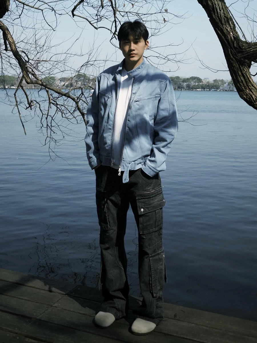 

Куртка-бомбер Haerington синего цвета для мужчин, весна-осень, Cleanfit Advanced, с воротником-стойкой, рабочая куртка