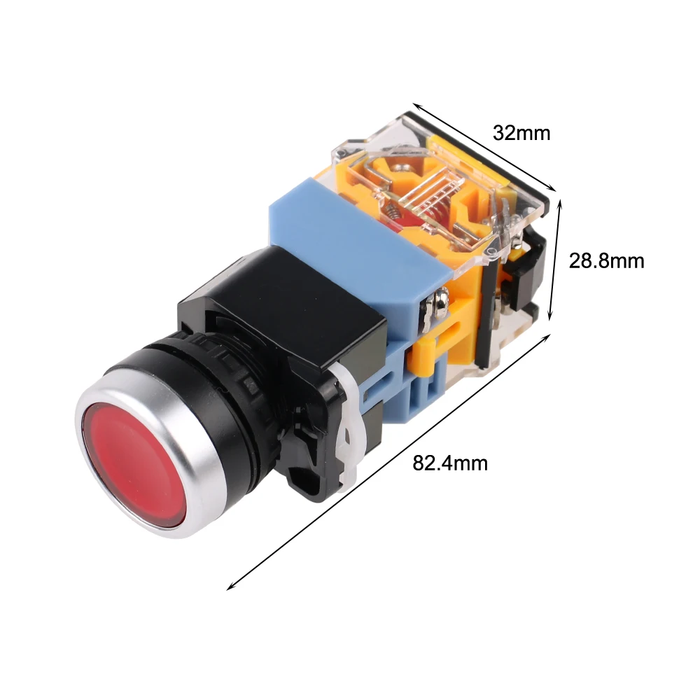 LA38-11D/203 Contact Push Button Switch with LED Indicator Light ON OFF Self-locking/ Momentary 22mm 12V 24V 220V 380V Red Green