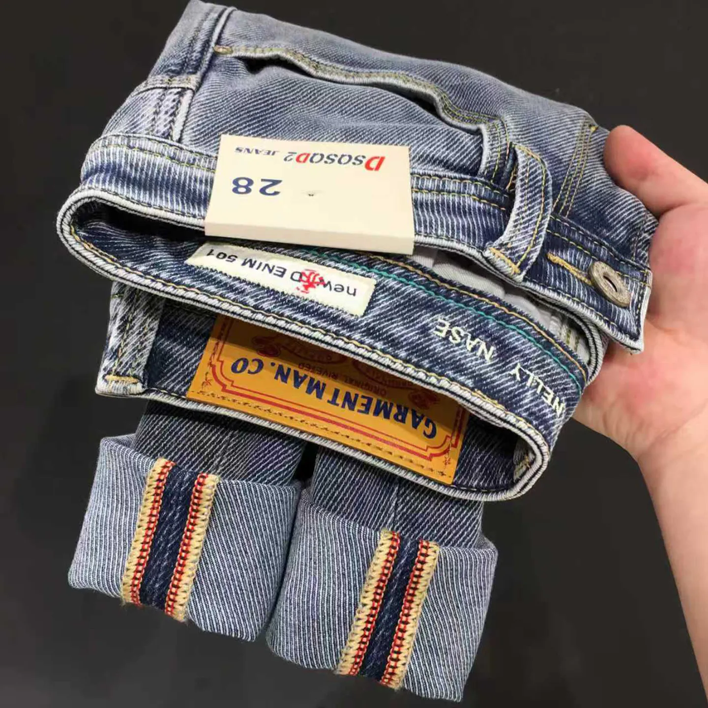 

Высококачественные модные джинсы из светло-голубого денима для мужчин, весна-лето 2026, новинка, с вышивкой на поясе, повседневные, эластичные, облегающие брюки