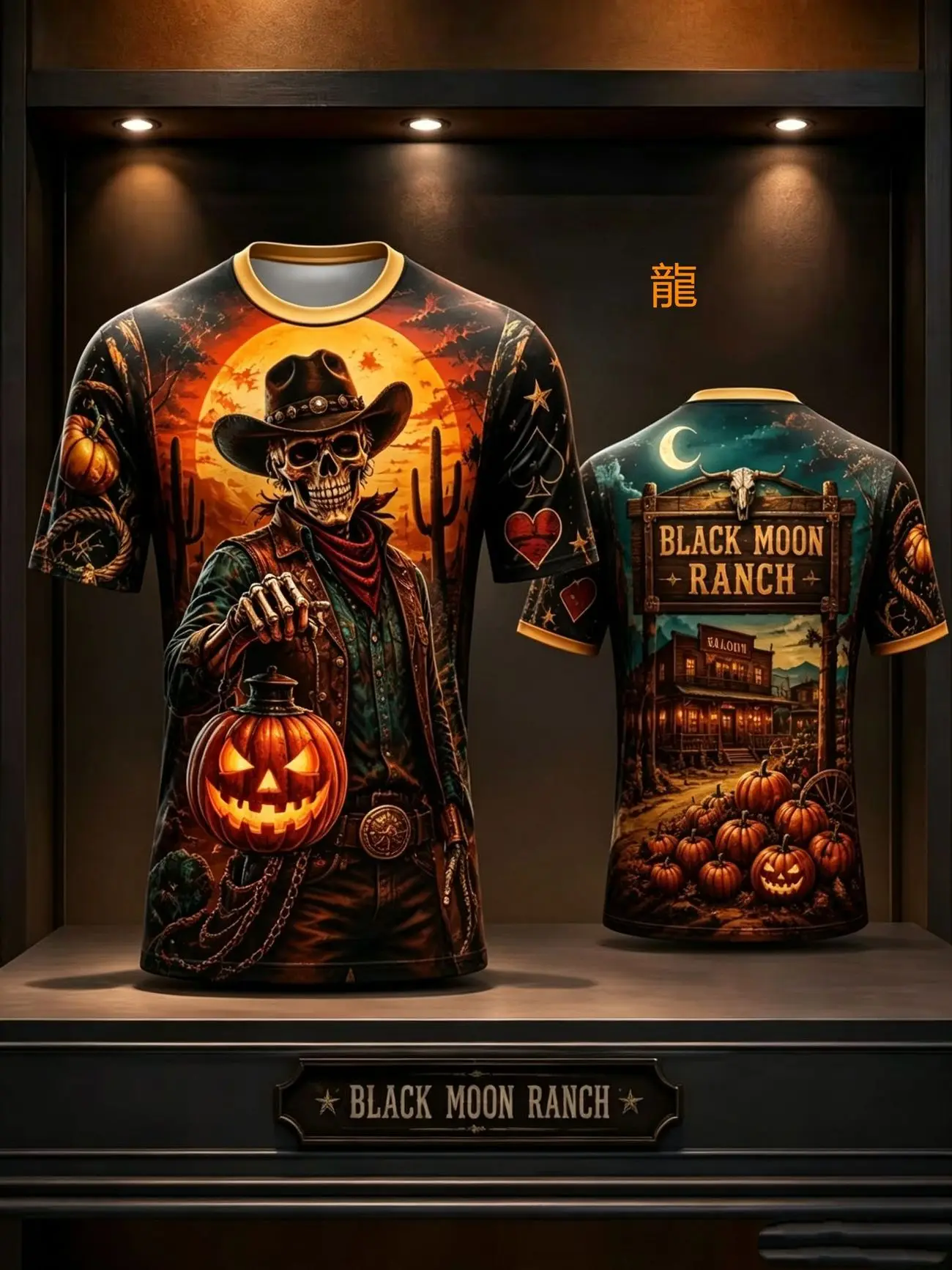 Halloween Skull Denim 3D Digital Print Men's T‑Shirt, Cool Street Trendy Outfit Loose Short Sleeve Top