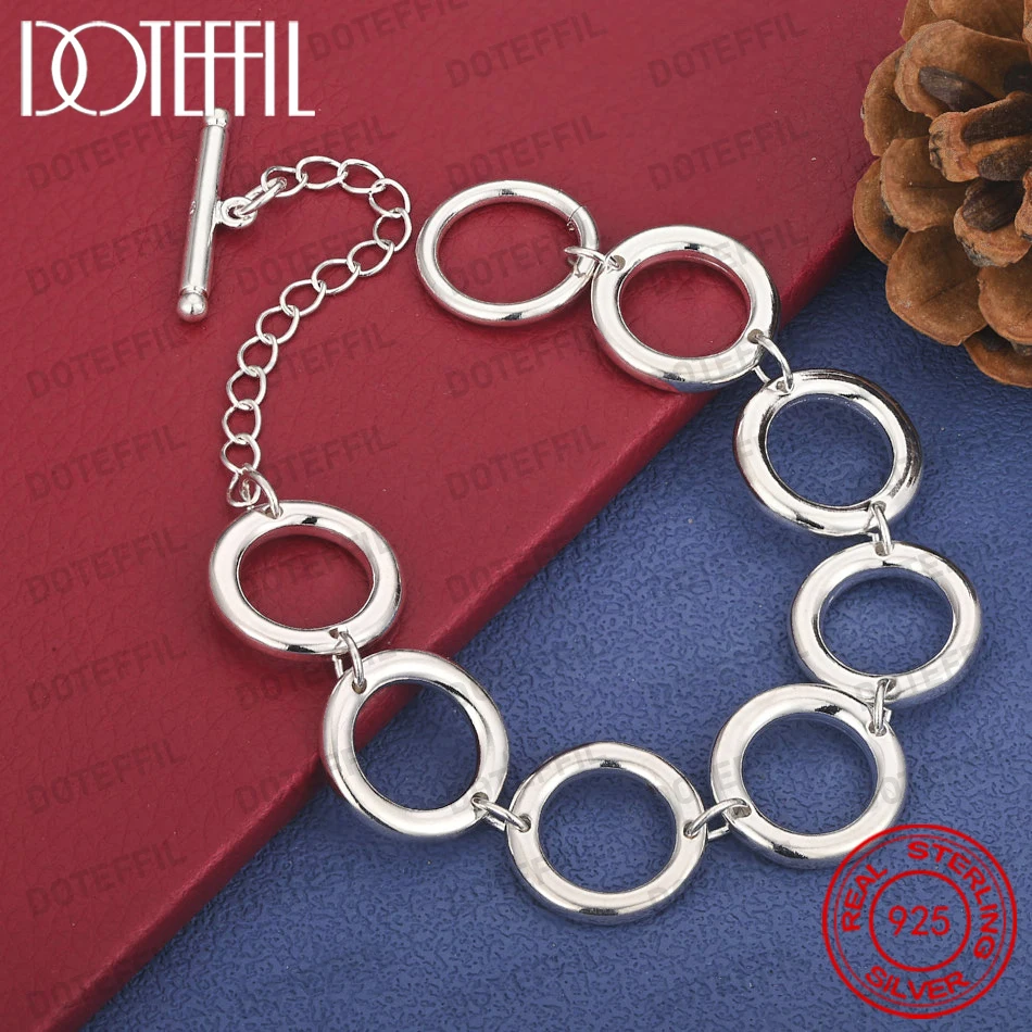 

Серебряный браслет 925 пробы, 8 дюймов, красивый, простой, круглый, для женщин, подарок на вечеринку, ювелирное украшение для помолвки, свадьбы, модный