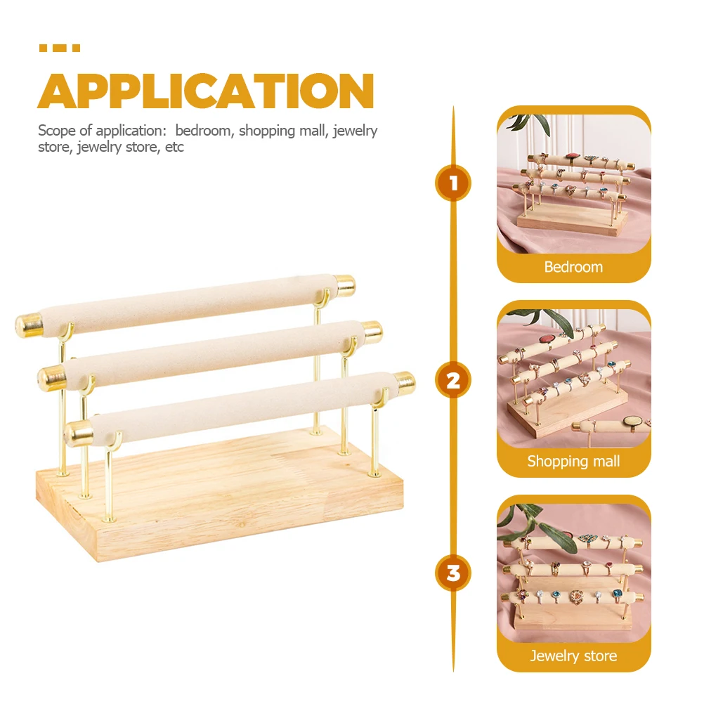 

3 Layers Detachable Organizer Wooden Jewelry Display Rack Premium Wood Lint Storage Small Size Large Capacity Easy Carry Simple