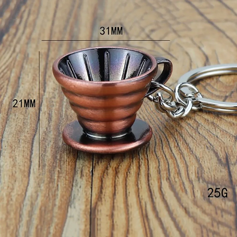 Metal 3D Creative Coffee Keychain Mini Pitcher Moka Pitcher Keyring Creative Cute Creative Barista Coffee Keychain Birthday Gift