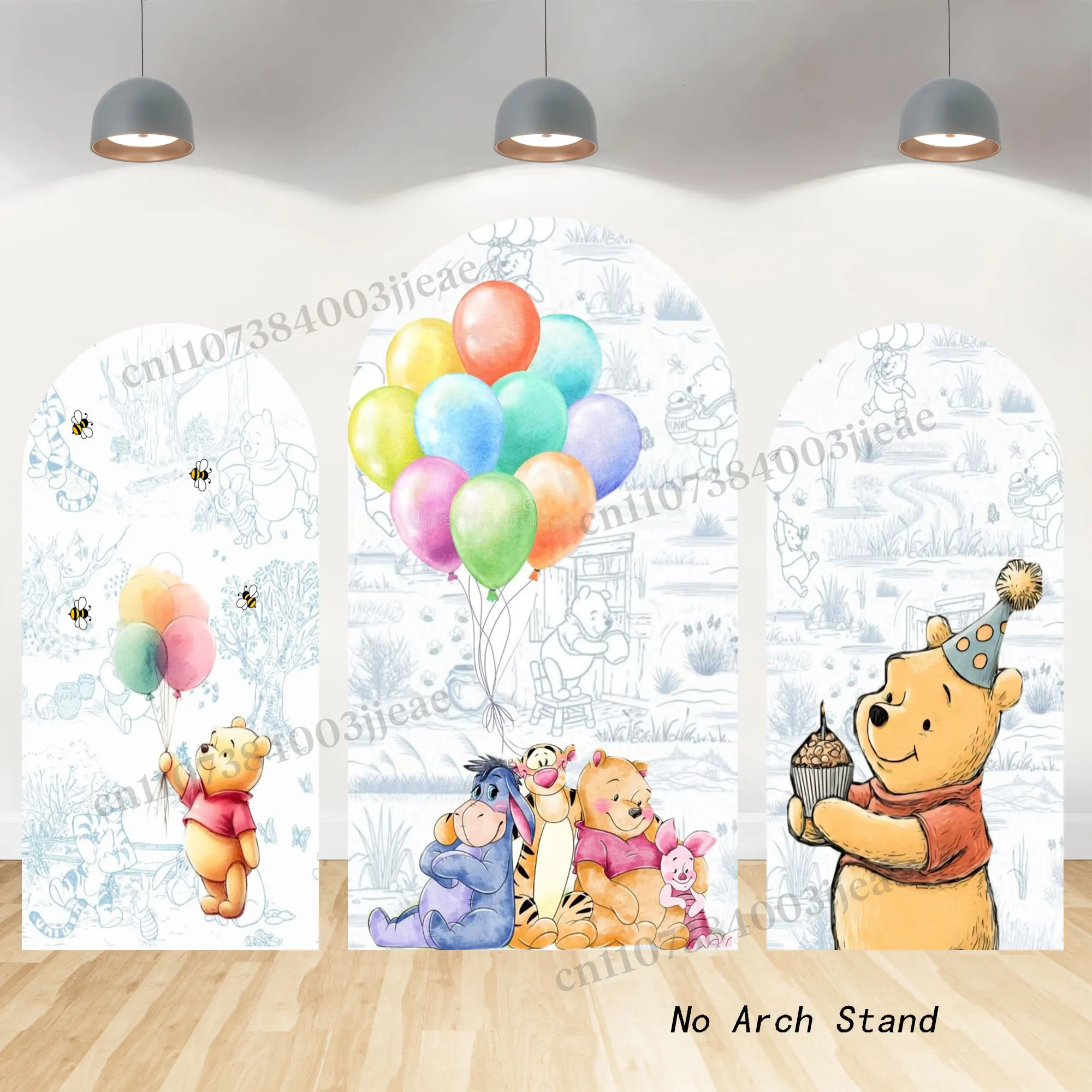 

Фон-арка с Винни-Пухом для первого дня рождения мальчика, украшение для вечеринки, баннер для новорожденных, мультяшный фон для фотосессии, постер