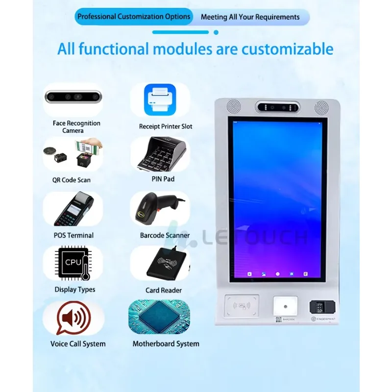Self Service Kiosk Pos System 15.6 Inch Intelligent Touch Screen Interactive Self Service Payment for  Restaurant