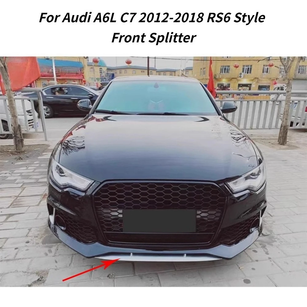 

For Audi A6 C7 A7 4G 2012-2018 RS6 Style Front Lip Splitter Silver Trim Spoiler Canard Exterior Styling Body Kit Accessories