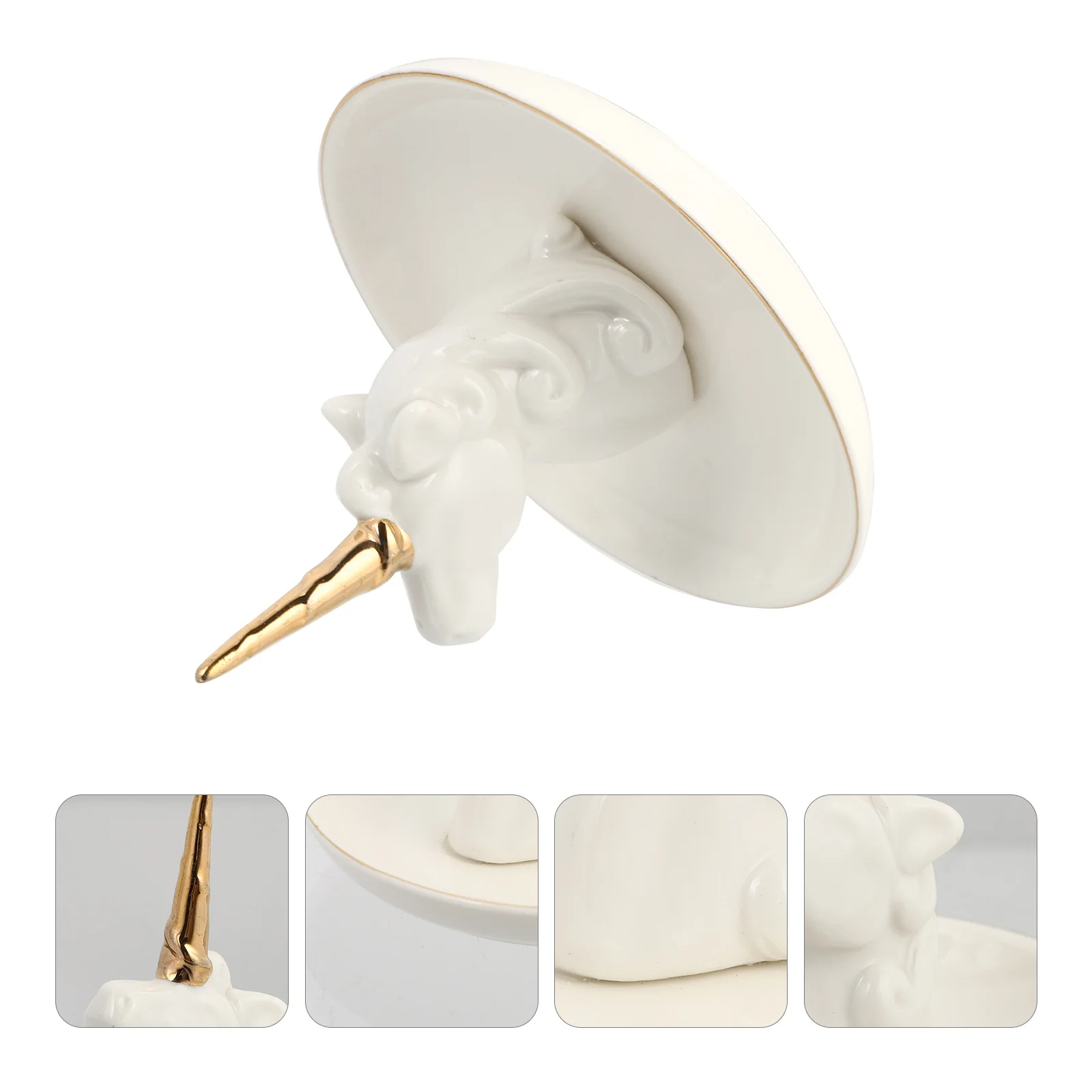 

1 шт., керамический поднос для ювелирных изделий с единорогом, элегантный органайзер для колец, дисплей для хранения, декор для стола, держатель для ювелирных изделий, подставка для колец