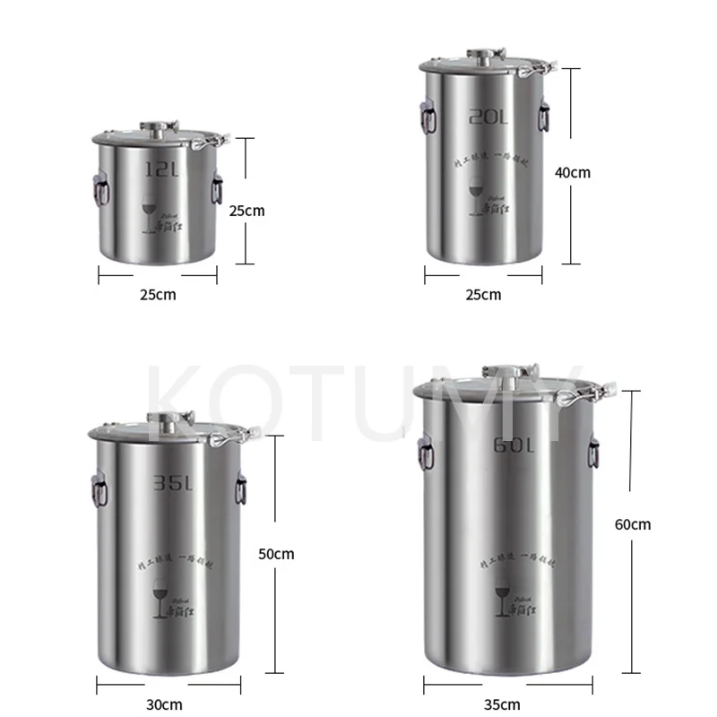 12L/20L/35L/60L Alcohol Distiller Copper Tube Moonshine Still Spirits Home Brew Wine Making Kit Stainless Steel Oil Boiler