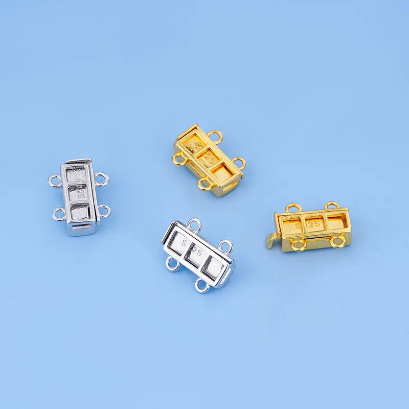 S925 Silver Insert Buckle Multi-Circle 2 Rows Zircon Connection Buckle Closing Buckle Diy Handmade Accessories Fasteners