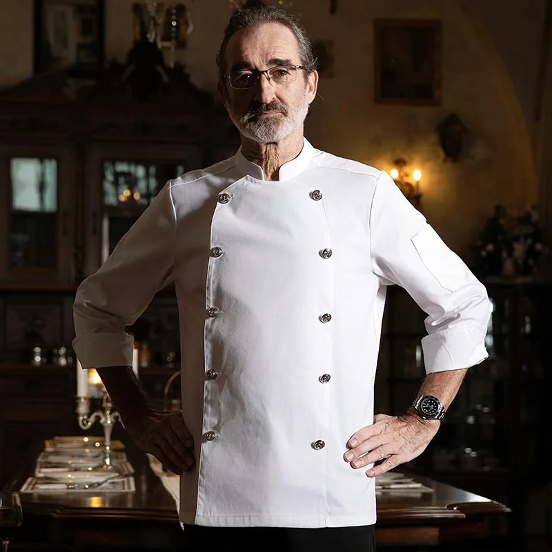 

Chef Work Clothes Long Sleeve Autumn Winter Restaurant Kitchen Western Cuisine Kitchen Catering Canteen Baking Cake Bread Clothi