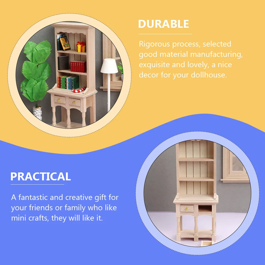 Gabinete para casa de muñecas, estantería para niños, Mini estantería de madera, muebles, decoración en miniatura para bebé, niño